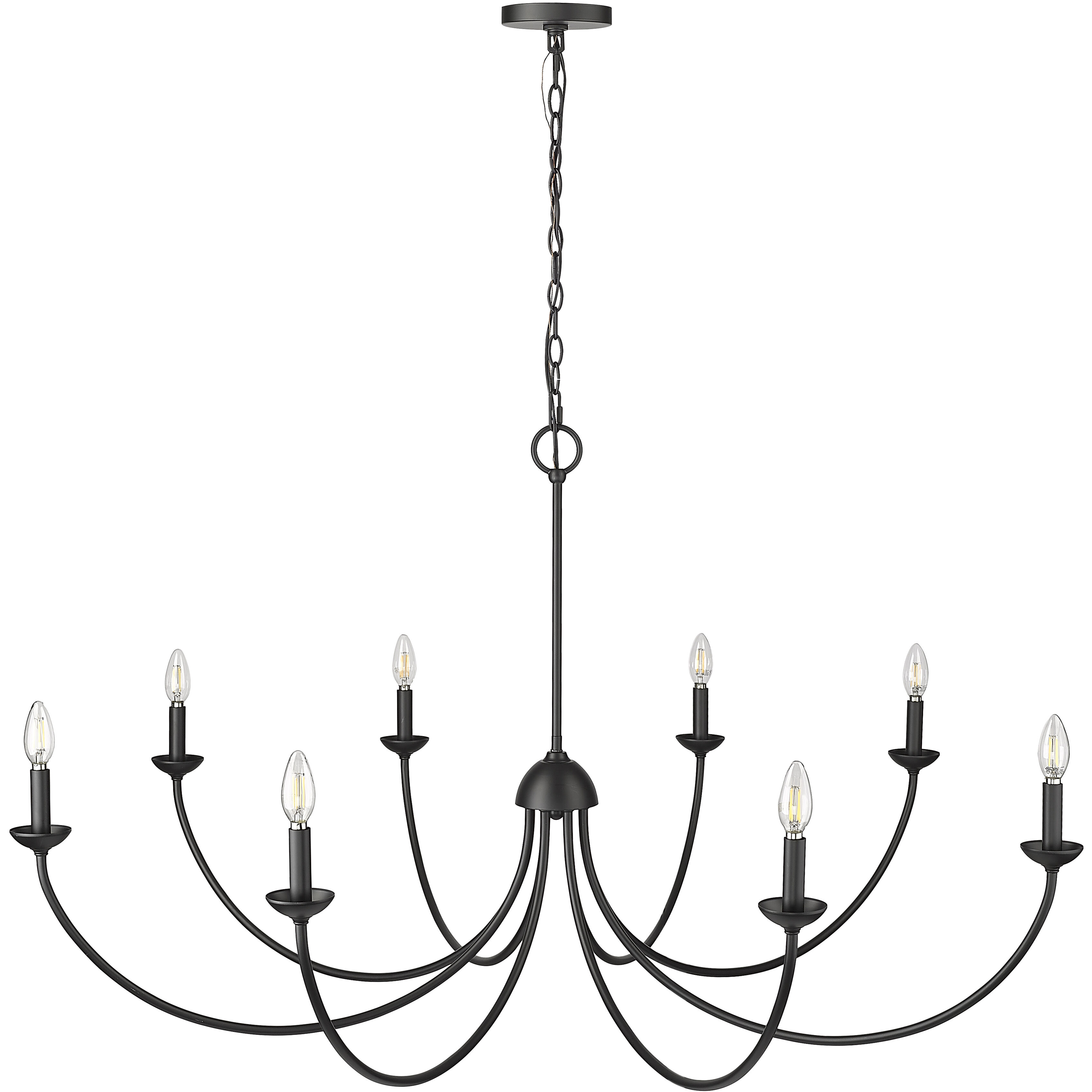Huxley 8 Light 52 inch Matte Black Chandelier Ceiling Light